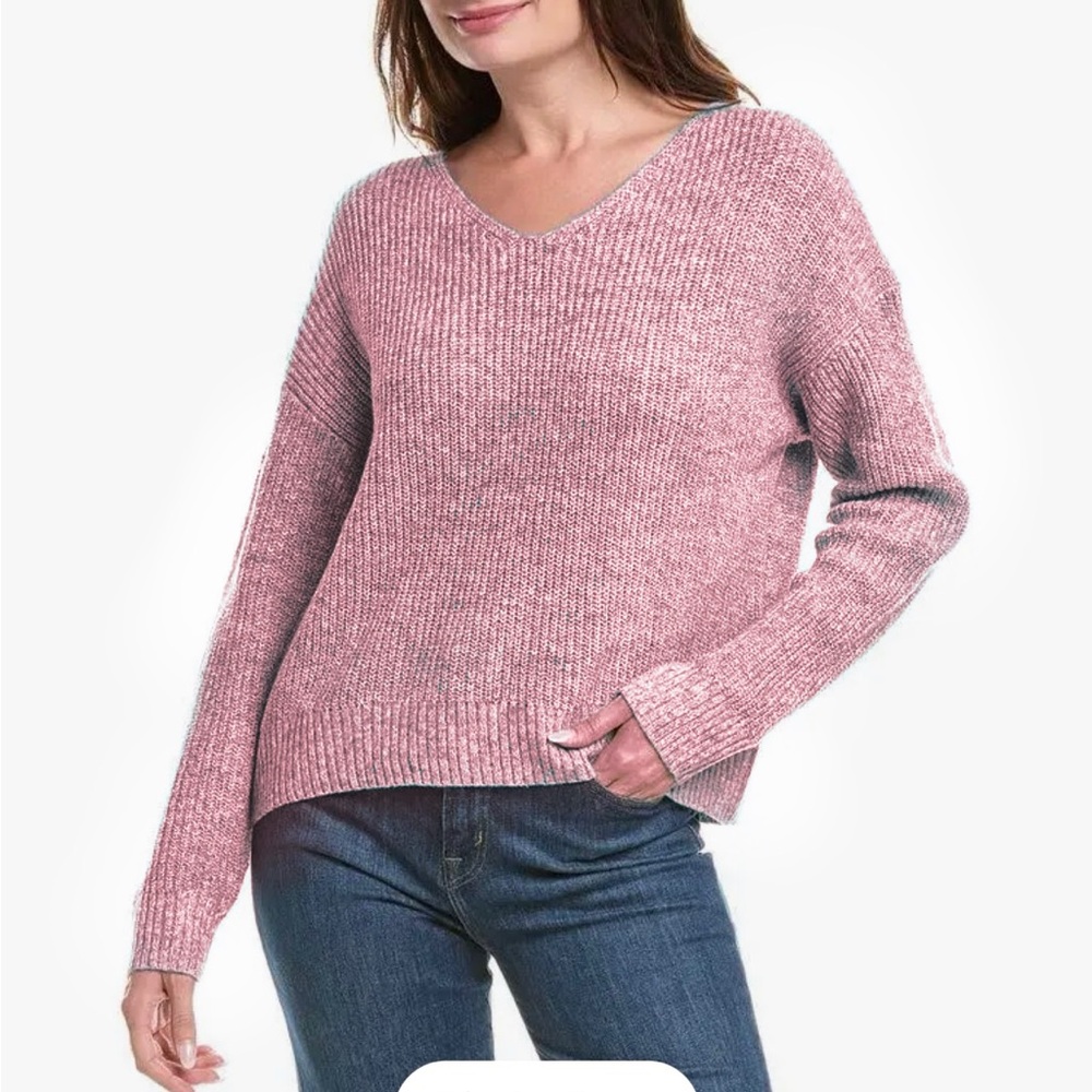 Michael Stars Dom Vneck Pullover Sweater Pink/Red